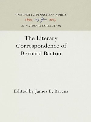 cover image of The Literary Correspondence of Bernard Barton
